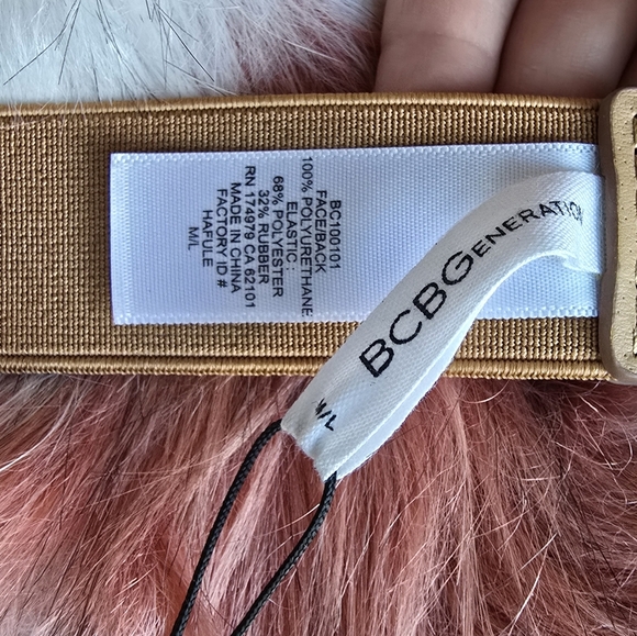 BCBGeneration New Tan Cognac O-Ring Knot Vegan Leather Statemen Belt Size M/L - Picture 10 of 11